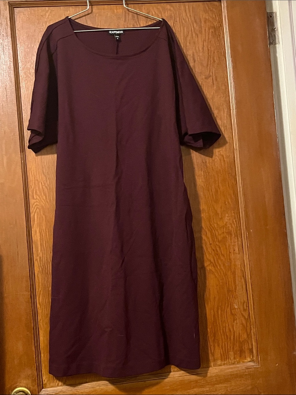 Express Women's Short Sleeve Shift Tunic - Burgundy size small